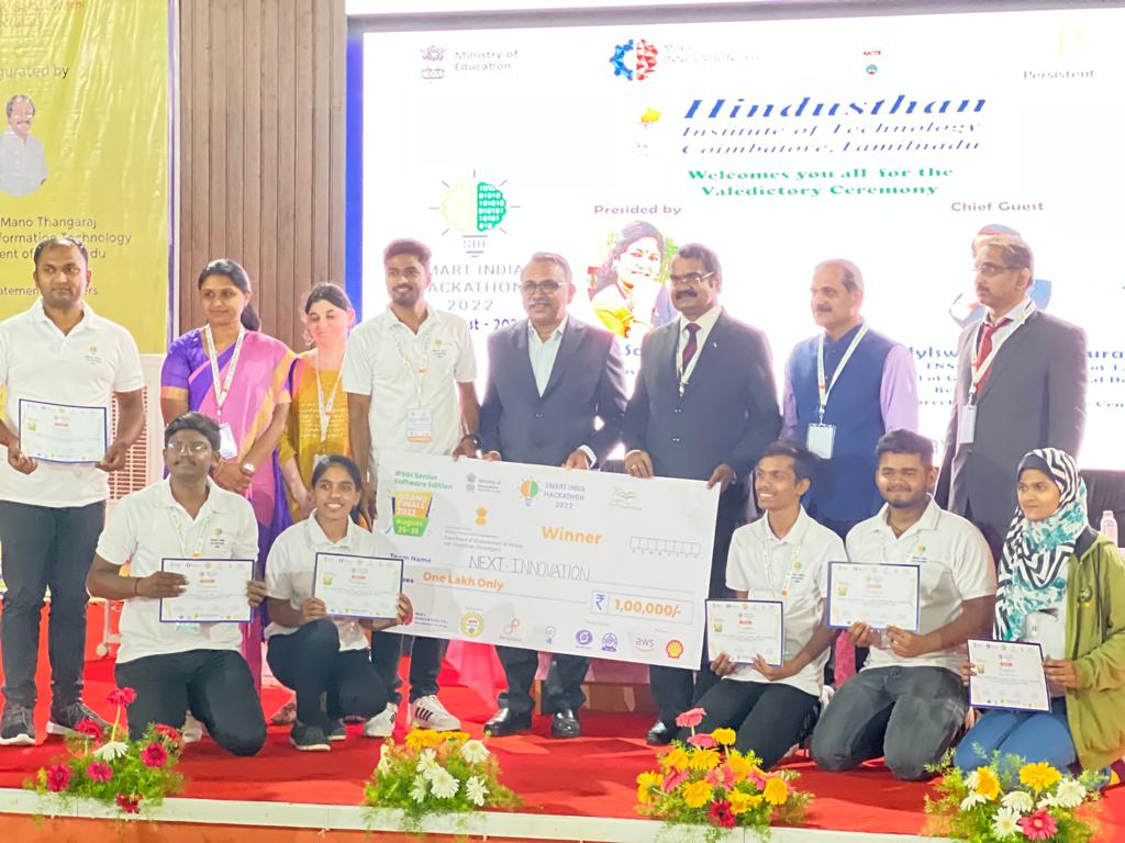 Won First Prize at Smart India Hackathon 2022